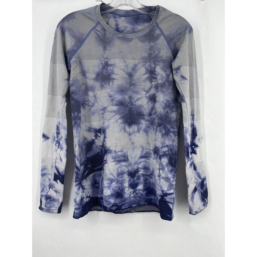 Lululemon Swiftly Tech Long Sleeve 2.0 Shibori Stripe Navy Blue Tie Dye Size 8
